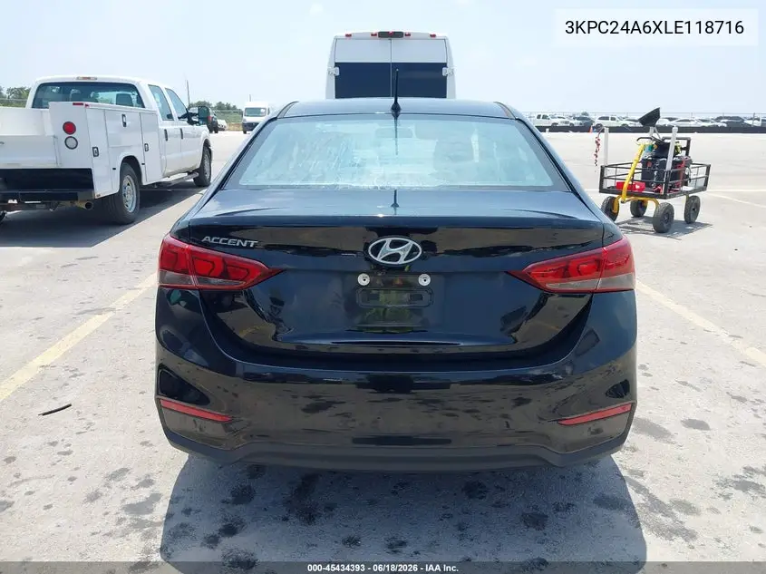 2020 Hyundai Accent Se VIN: 3KPC24A6XLE118716 Lot: 45434393