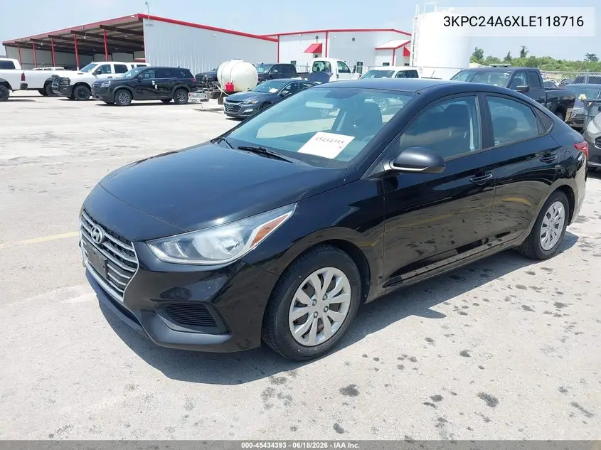 2020 Hyundai Accent Se VIN: 3KPC24A6XLE118716 Lot: 45434393