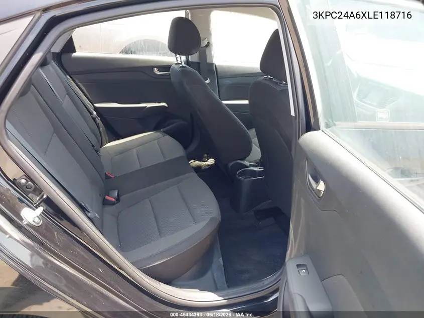 2020 Hyundai Accent Se VIN: 3KPC24A6XLE118716 Lot: 45434393