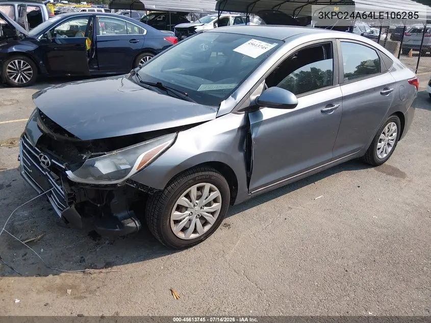 2020 Hyundai Accent Se VIN: 3KPC24A64LE106285 Lot: 45613745