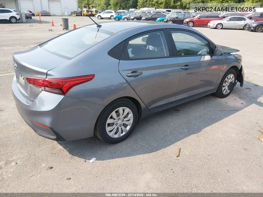 2020 Hyundai Accent Se VIN: 3KPC24A64LE106285 Lot: 45613745
