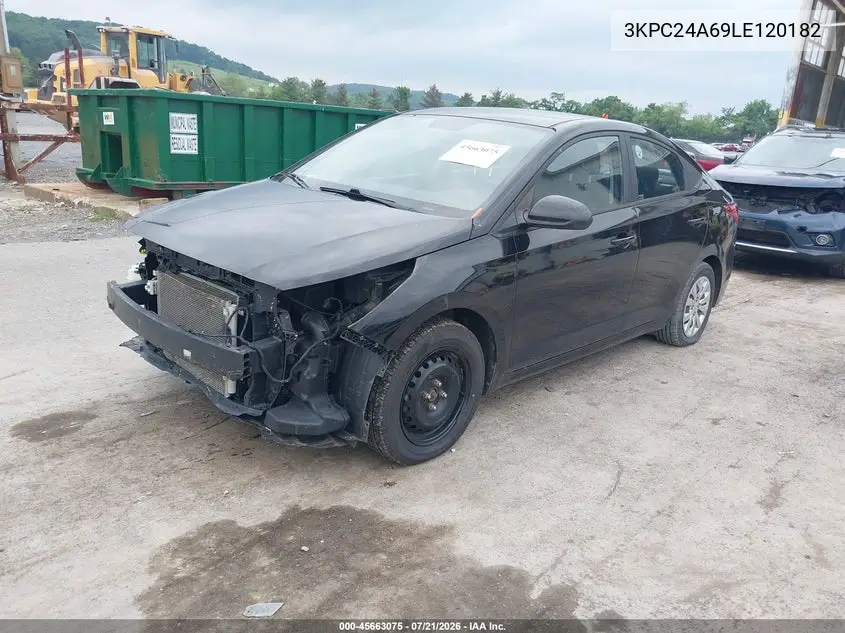 2020 Hyundai Accent Se VIN: 3KPC24A69LE120182 Lot: 45663075