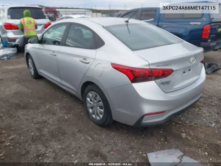 3KPC24A66ME147115 2021 Hyundai Accent Se