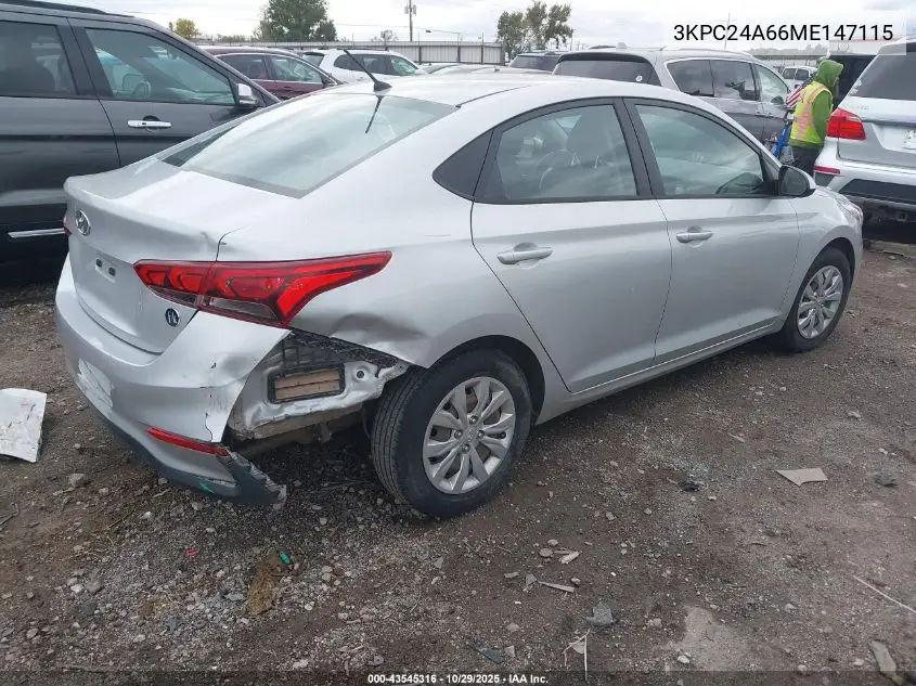 3KPC24A66ME147115 2021 Hyundai Accent Se