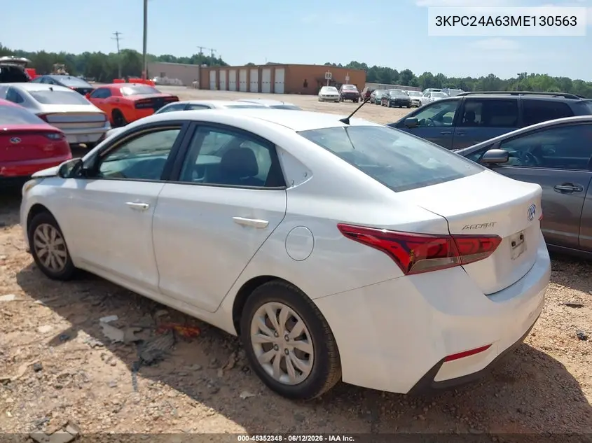 2021 Hyundai Accent Se VIN: 3KPC24A63ME130563 Lot: 45352348