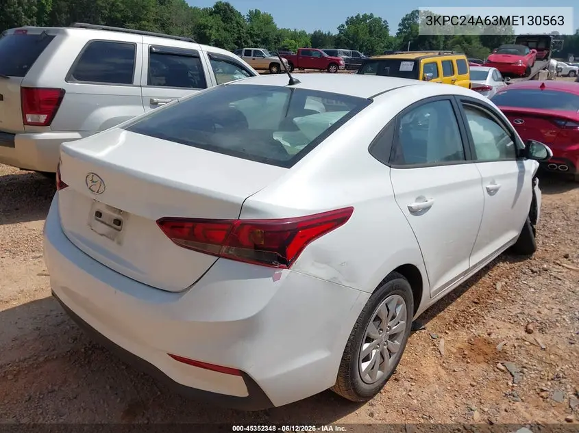 2021 Hyundai Accent Se VIN: 3KPC24A63ME130563 Lot: 45352348