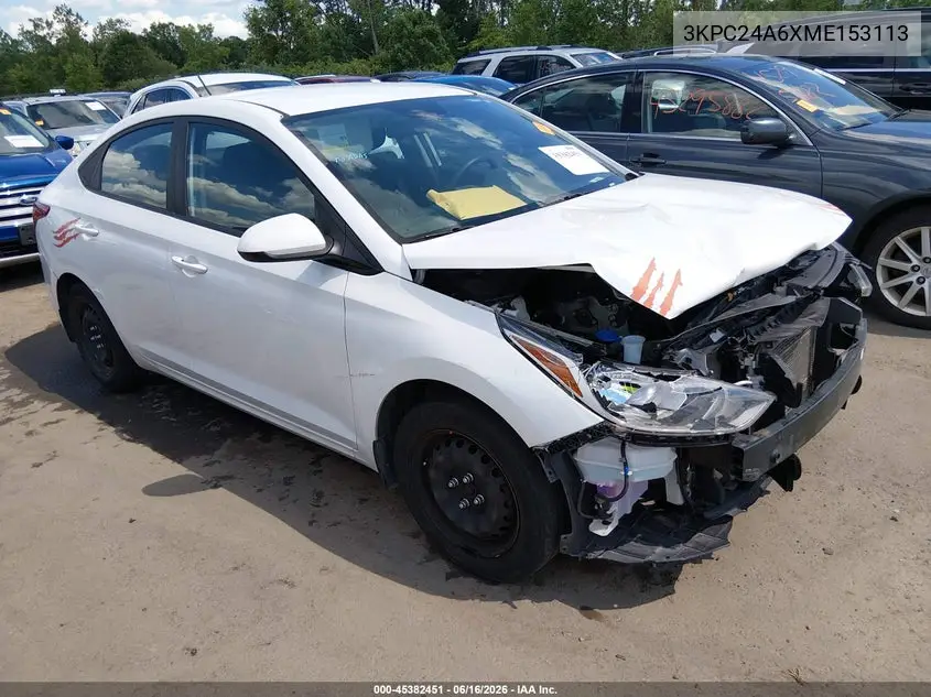 2021 Hyundai Accent Se VIN: 3KPC24A6XME153113 Lot: 45382451