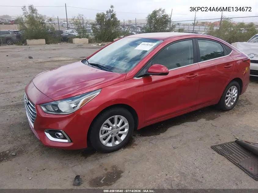 2021 Hyundai Accent Sel VIN: 3KPC24A66ME134672 Lot: 45618540