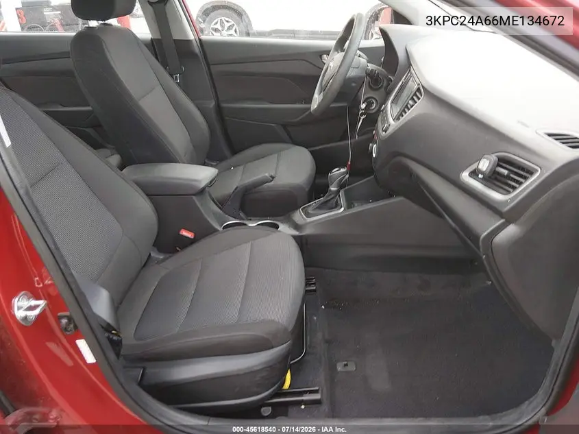 2021 Hyundai Accent Sel VIN: 3KPC24A66ME134672 Lot: 45618540