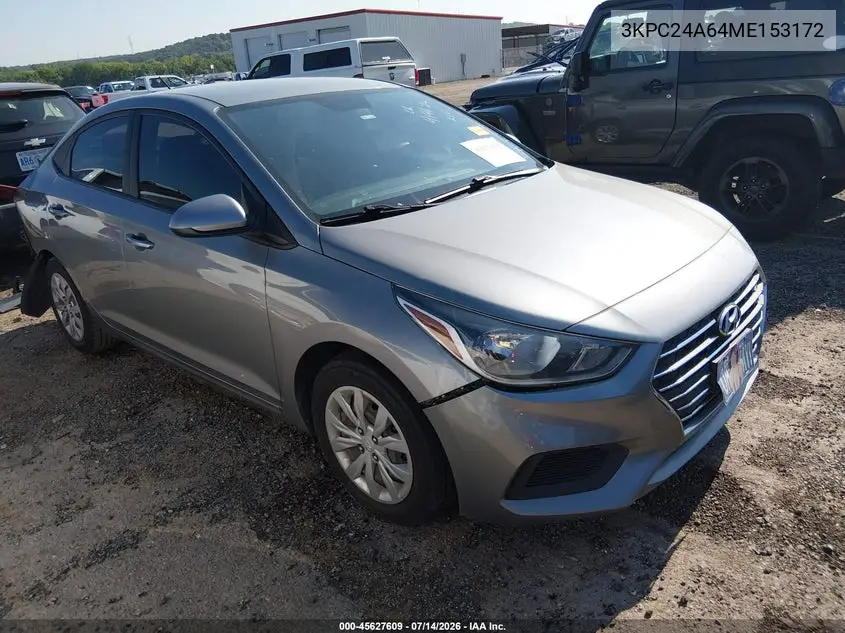 2021 Hyundai Accent Se VIN: 3KPC24A64ME153172 Lot: 45627609