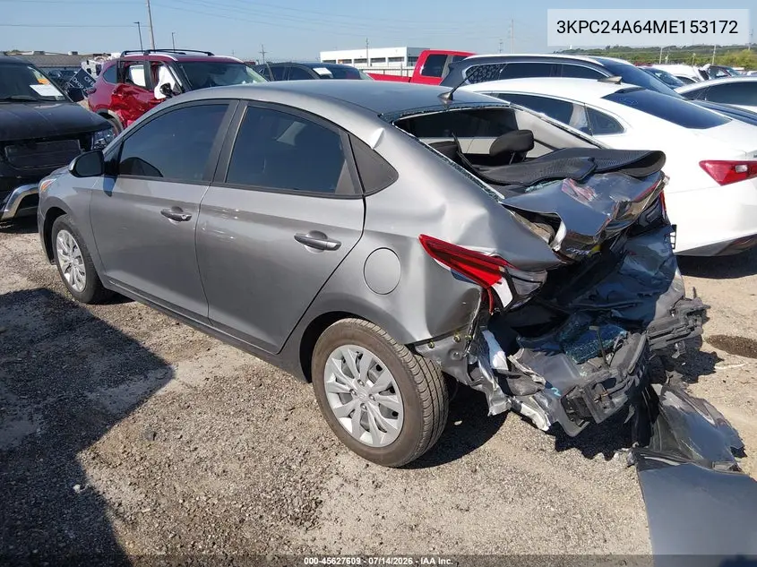 2021 Hyundai Accent Se VIN: 3KPC24A64ME153172 Lot: 45627609