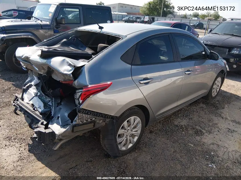2021 Hyundai Accent Se VIN: 3KPC24A64ME153172 Lot: 45627609