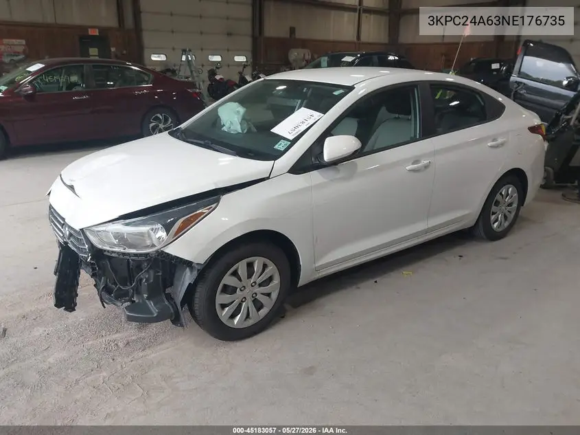 2022 Hyundai Accent Se VIN: 3KPC24A63NE176735 Lot: 45183057