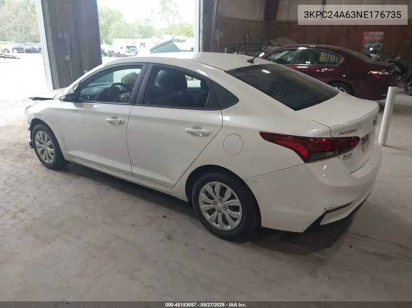 2022 Hyundai Accent Se VIN: 3KPC24A63NE176735 Lot: 45183057