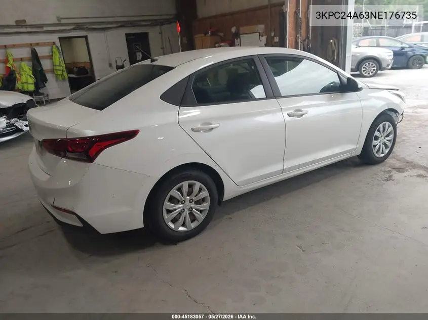 2022 Hyundai Accent Se VIN: 3KPC24A63NE176735 Lot: 45183057