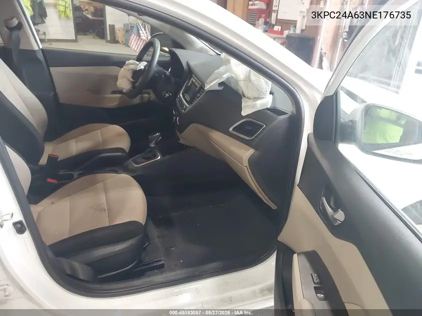 2022 Hyundai Accent Se VIN: 3KPC24A63NE176735 Lot: 45183057