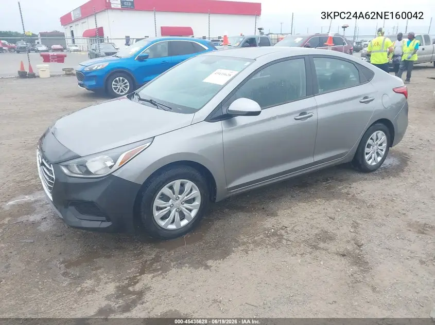2022 Hyundai Accent Se VIN: 3KPC24A62NE160042 Lot: 45435628