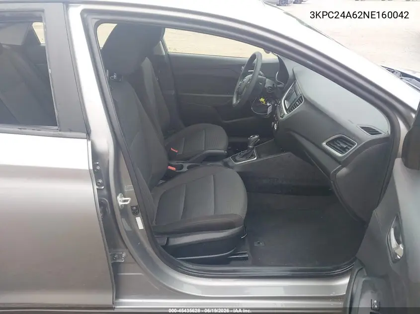 2022 Hyundai Accent Se VIN: 3KPC24A62NE160042 Lot: 45435628