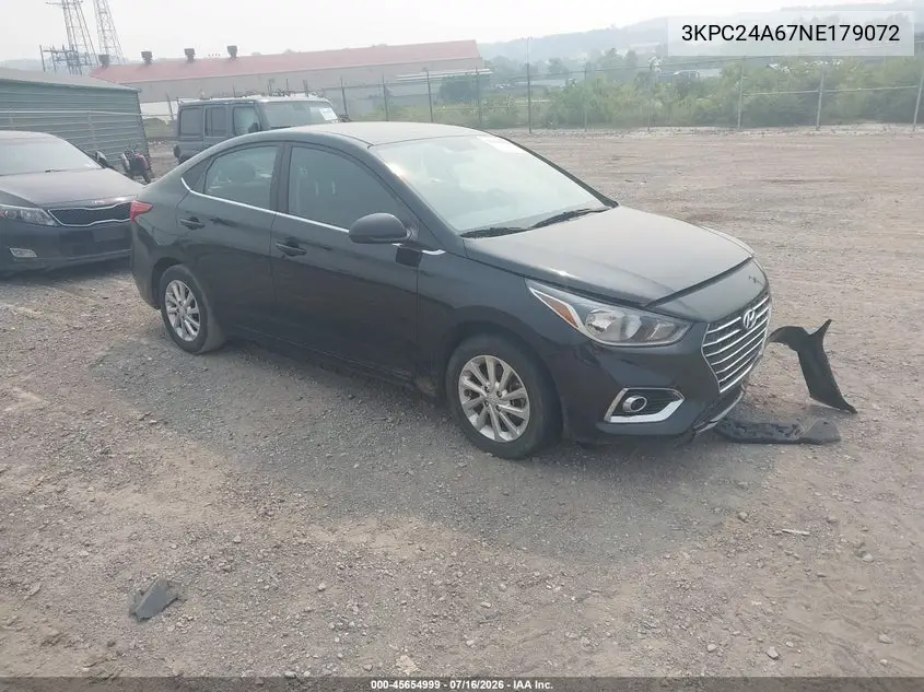 2022 Hyundai Accent Sel VIN: 3KPC24A67NE179072 Lot: 45654999