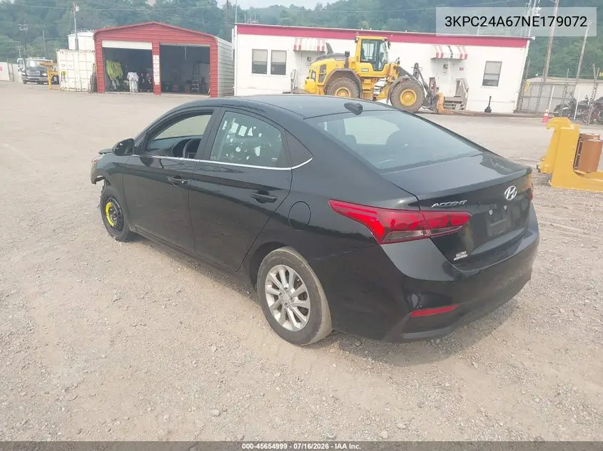 2022 Hyundai Accent Sel VIN: 3KPC24A67NE179072 Lot: 45654999
