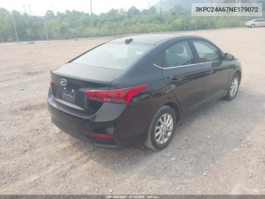 2022 Hyundai Accent Sel VIN: 3KPC24A67NE179072 Lot: 45654999