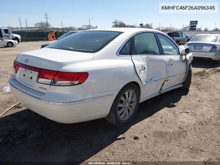 2006 Hyundai Azera Limited/Se VIN: KMHFC46F26A096345 Lot: 44559138