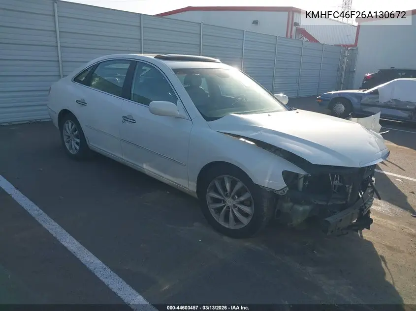 2006 Hyundai Azera Limited/Se VIN: KMHFC46F26A130672 Lot: 44603457