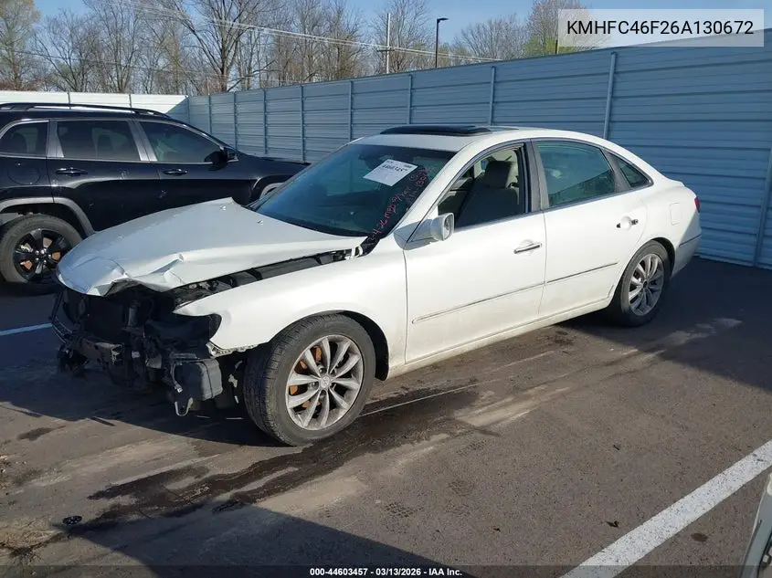2006 Hyundai Azera Limited/Se VIN: KMHFC46F26A130672 Lot: 44603457