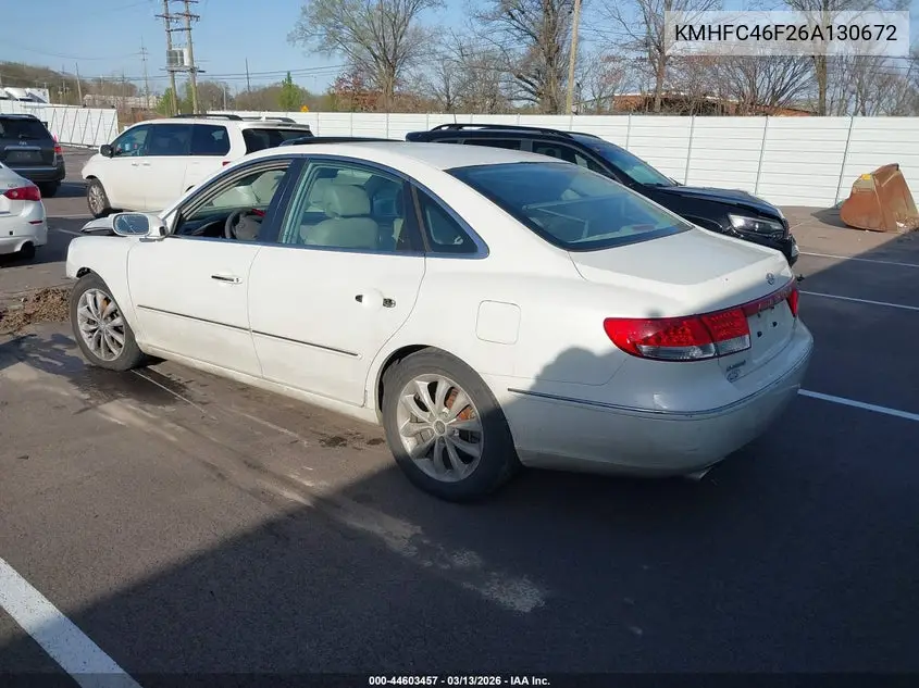 2006 Hyundai Azera Limited/Se VIN: KMHFC46F26A130672 Lot: 44603457