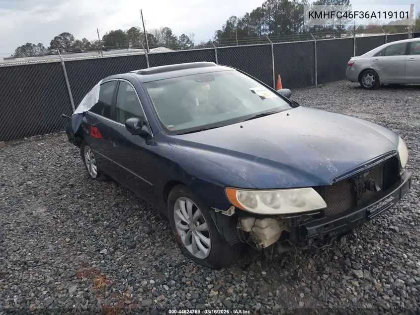 2006 Hyundai Azera Limited/Se VIN: KMHFC46F36A119101 Lot: 44624769