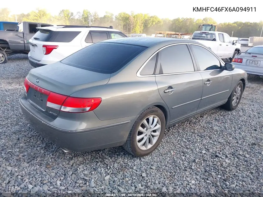 2006 Hyundai Azera Limited/Se VIN: KMHFC46FX6A094911 Lot: 44777749