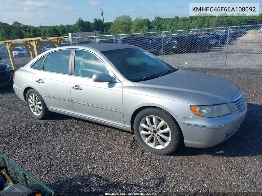 2006 Hyundai Azera Limited/Se VIN: KMHFC46F66A108092 Lot: 45267604