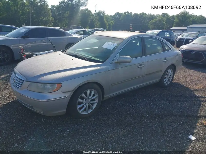 2006 Hyundai Azera Limited/Se VIN: KMHFC46F66A108092 Lot: 45267604