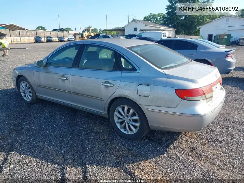 2006 Hyundai Azera Limited/Se VIN: KMHFC46F66A108092 Lot: 45267604