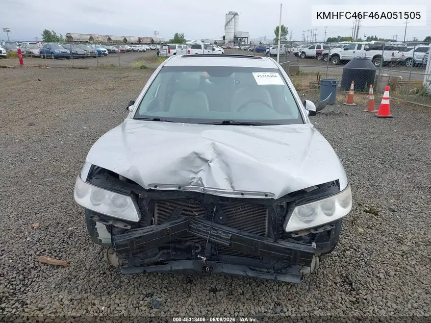 2006 Hyundai Azera Limited/Se VIN: KMHFC46F46A051505 Lot: 45318406