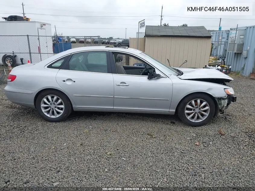 2006 Hyundai Azera Limited/Se VIN: KMHFC46F46A051505 Lot: 45318406