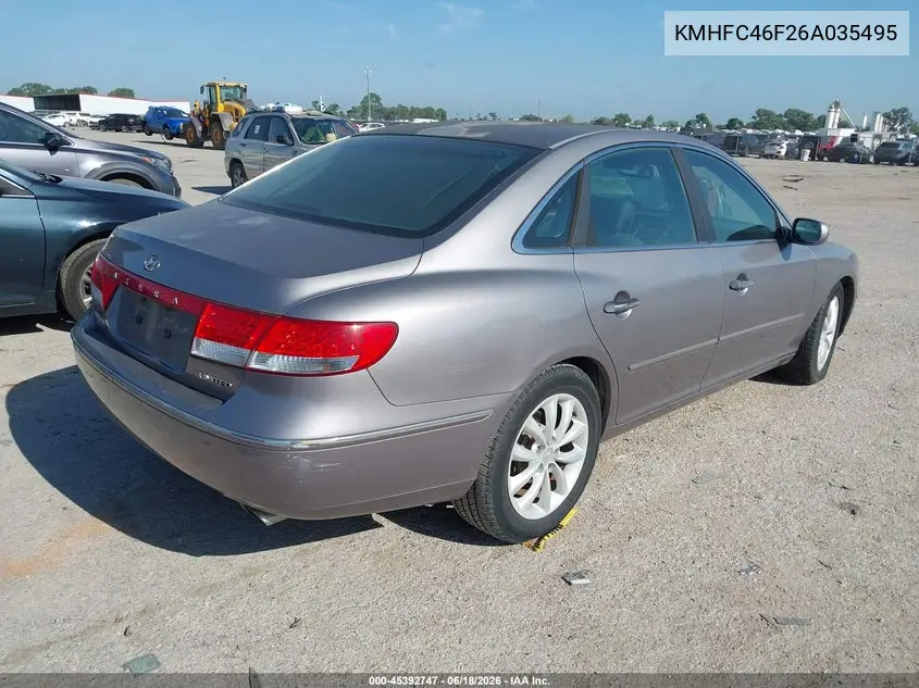 2006 Hyundai Azera Limited/Se VIN: KMHFC46F26A035495 Lot: 45392747