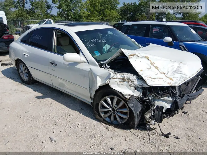 2006 Hyundai Azera Limited/Se VIN: KMHFC46F86A042354 Lot: 45567569