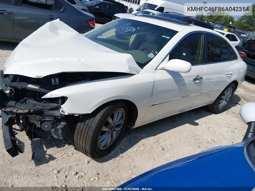 2006 Hyundai Azera Limited/Se VIN: KMHFC46F86A042354 Lot: 45567569