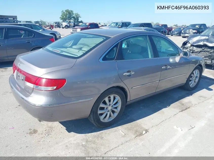 2006 Hyundai Azera Limited/Se VIN: KMHFC46F96A060393 Lot: 45598785