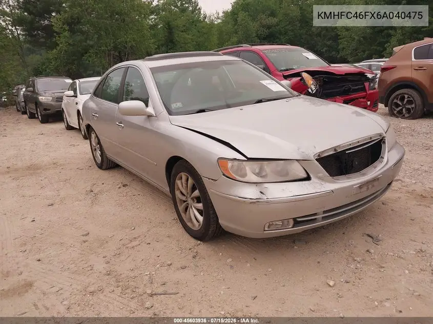 2006 Hyundai Azera Limited/Se VIN: KMHFC46FX6A040475 Lot: 45603936