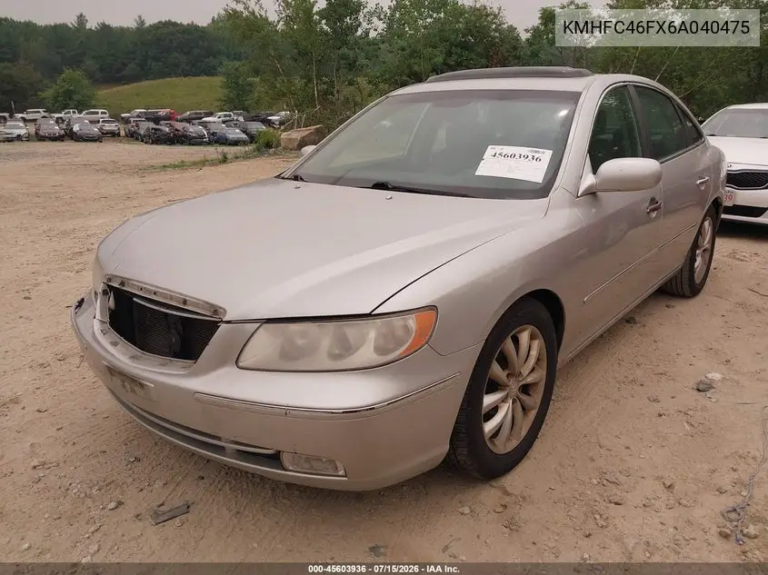 2006 Hyundai Azera Limited/Se VIN: KMHFC46FX6A040475 Lot: 45603936