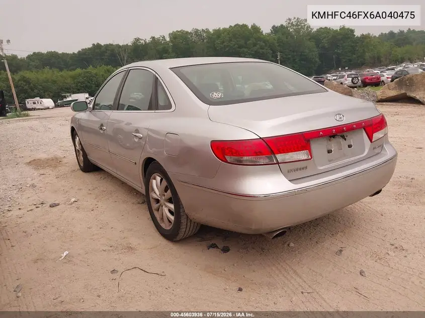 2006 Hyundai Azera Limited/Se VIN: KMHFC46FX6A040475 Lot: 45603936