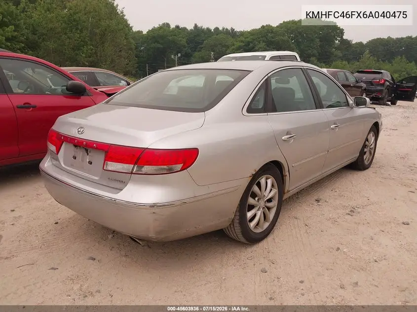 2006 Hyundai Azera Limited/Se VIN: KMHFC46FX6A040475 Lot: 45603936