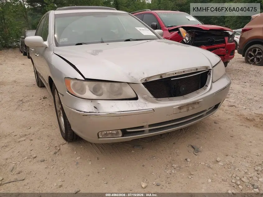 2006 Hyundai Azera Limited/Se VIN: KMHFC46FX6A040475 Lot: 45603936