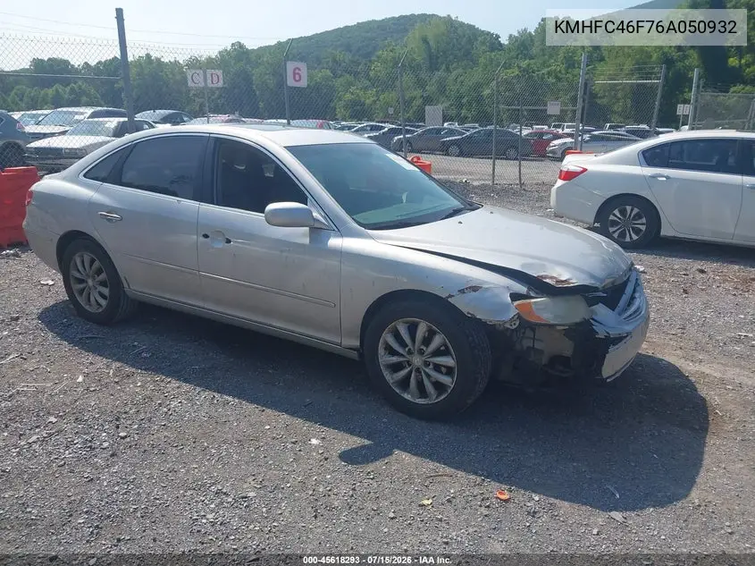 2006 Hyundai Azera Limited/Se VIN: KMHFC46F76A050932 Lot: 45618293