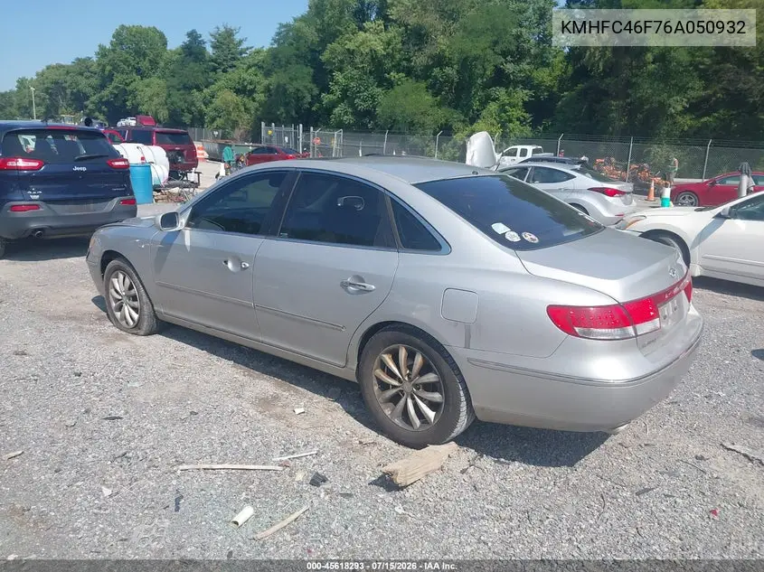 2006 Hyundai Azera Limited/Se VIN: KMHFC46F76A050932 Lot: 45618293