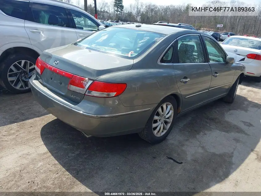 2007 Hyundai Azera Limited/Se VIN: KMHFC46F77A189363 Lot: 44661970