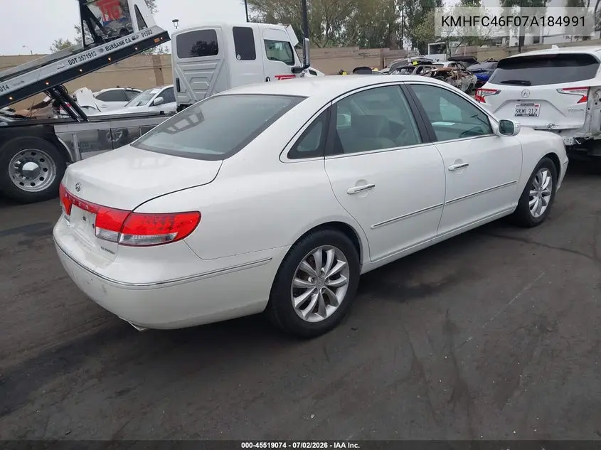 2007 Hyundai Azera Limited/Se VIN: KMHFC46F07A184991 Lot: 45519074