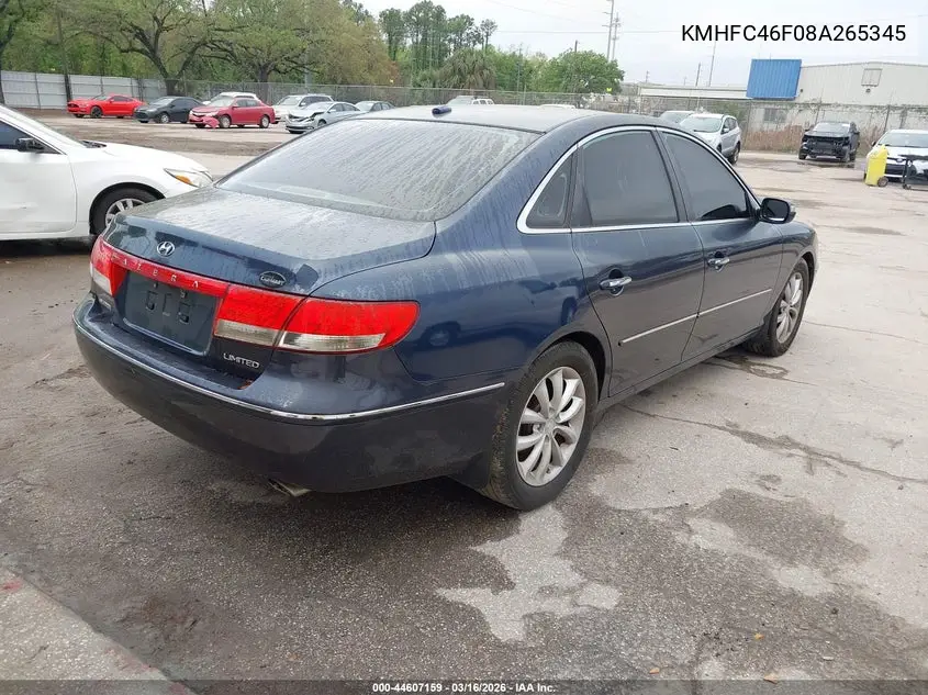 2008 Hyundai Azera Limited VIN: KMHFC46F08A265345 Lot: 44607159